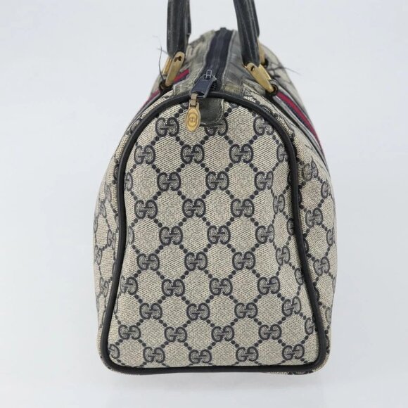 GUCCI GG Supreme Sherry Line Hand Bag PVC Navy Gold 012 3842 58 Auth gh1137 - Picture 6 of 16